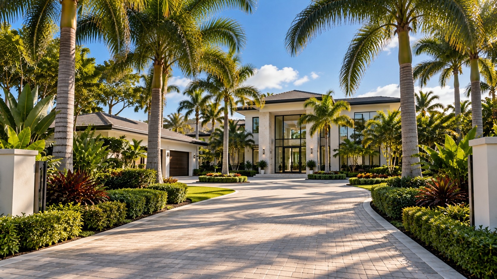 Driveway and property approach in daylight